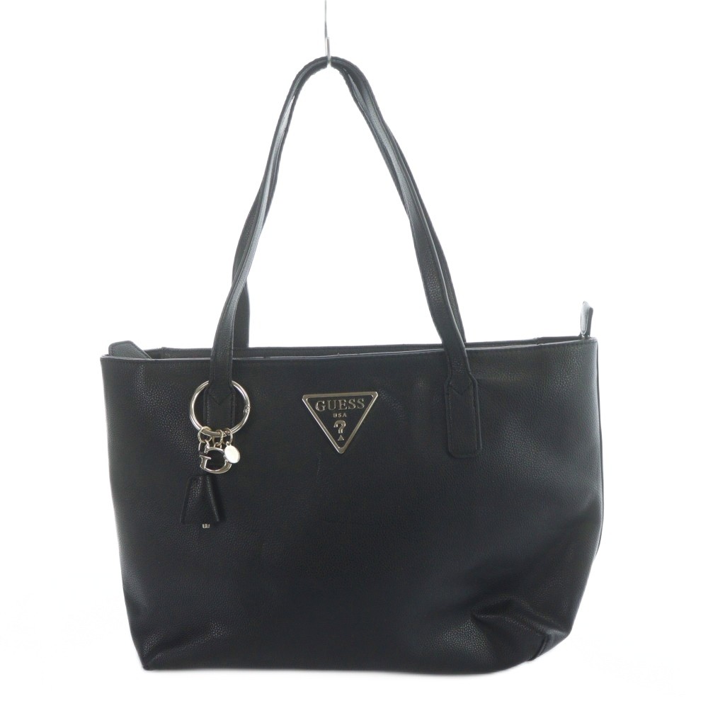 【中古】ゲス GUESS トートバッグ ハンド レザー ロゴ 黒 ブラック ■GY18 /MQ レディース 【ベクトル 古着】 260218