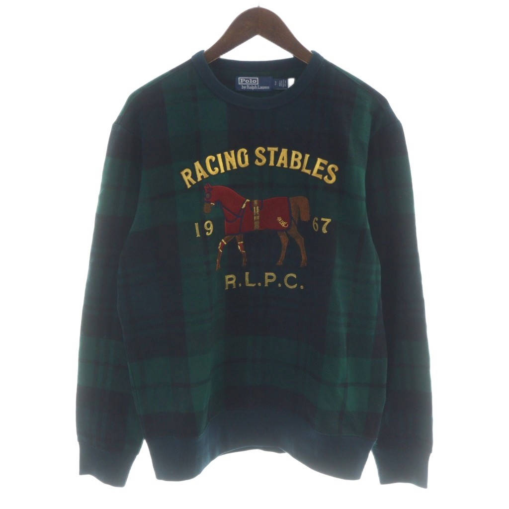 【中古】ポロ バイ ラルフローレン Polo by Ralph Lauren 流汗 調教師 ロゴタイプ 刺しゅう ブラックウォッチ 照合のしるし S 緑 緑であること 黒 黒いこと /MW ■GY18 メンズ 【ベクター 古着】 260211