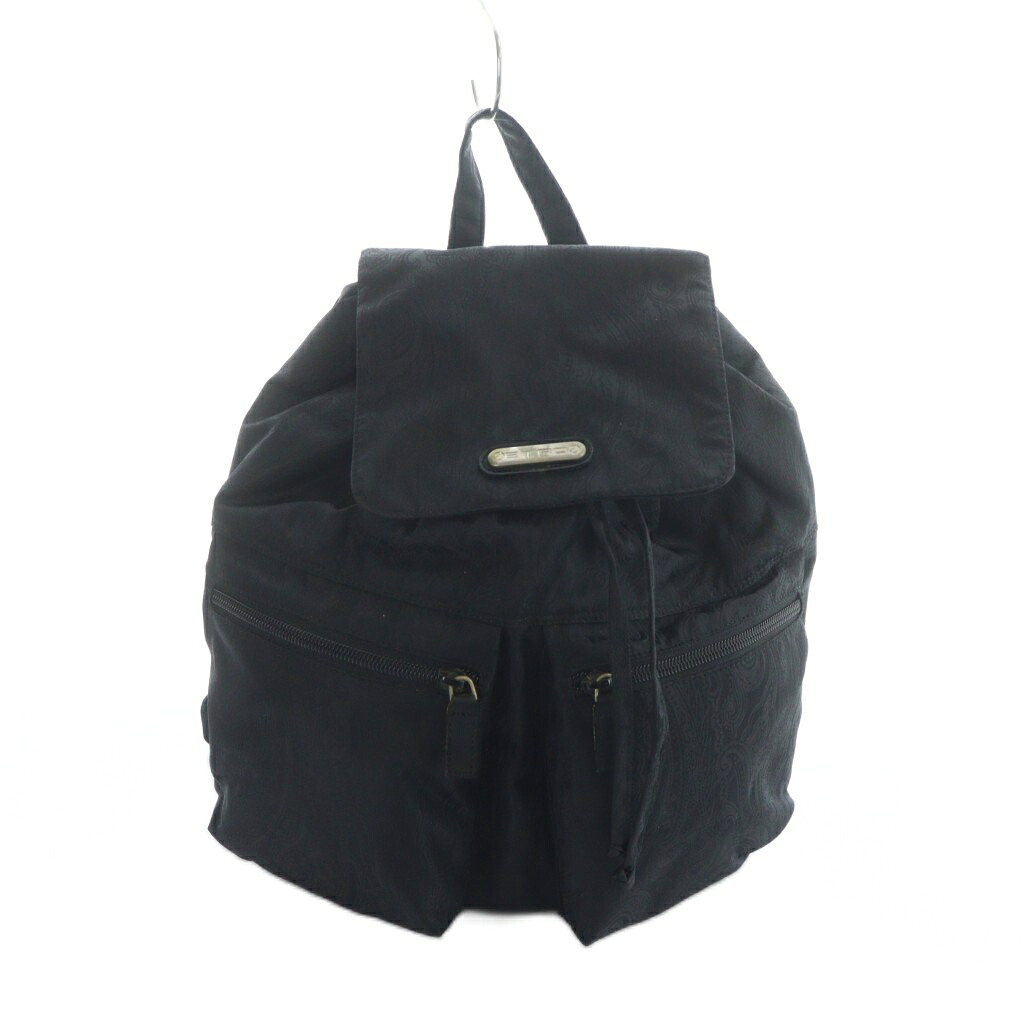 【中古】エトロ ETRO リュックサック デイバッグ バックパック ナイロンジャガード ペイズリー柄 黒 ブラック ■GY18 /MQ レディース 【ベクトル 古着】 260214