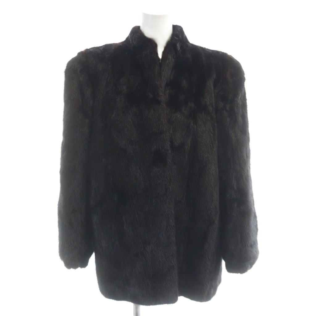 【中古】ノーブランド ファーコート ミンク 毛皮 ハーフ 15 XL 茶 ブラウン /MW ■GY18 レディース 【ベクトル 古着】 260211