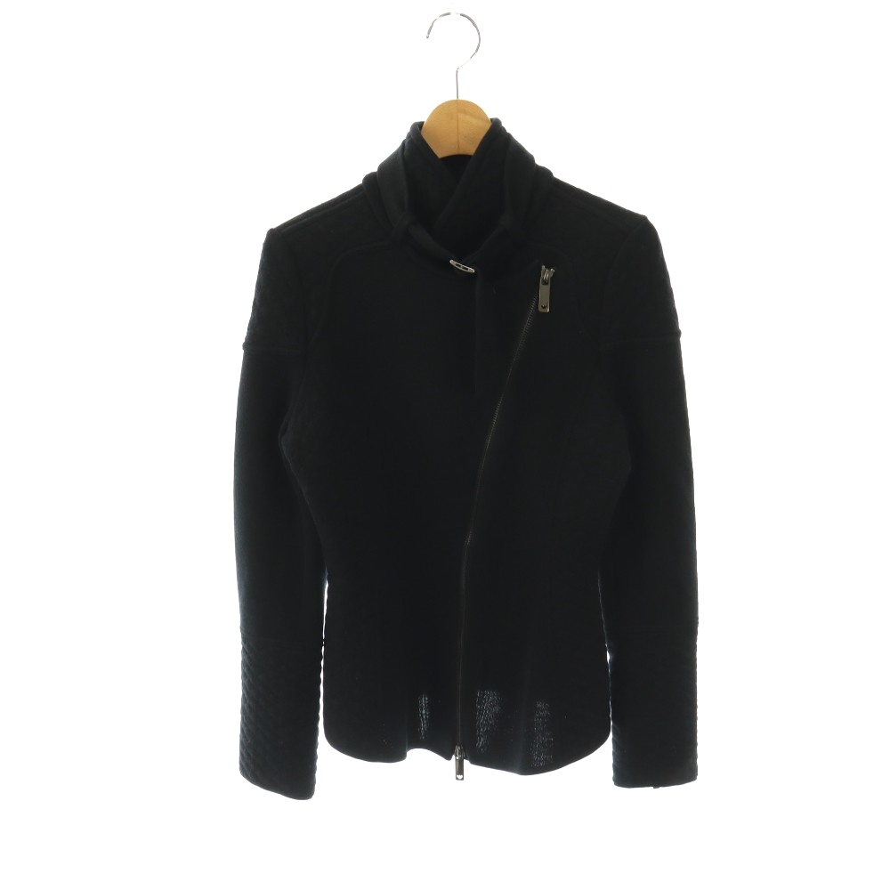 【中古】エンポリオアルマーニ EMPORIO ARMANI 編み物 上衣 ライダース ジップアップ 38 黒いこと /DF ■GY42 レディース 【ベクター 古着】 260304