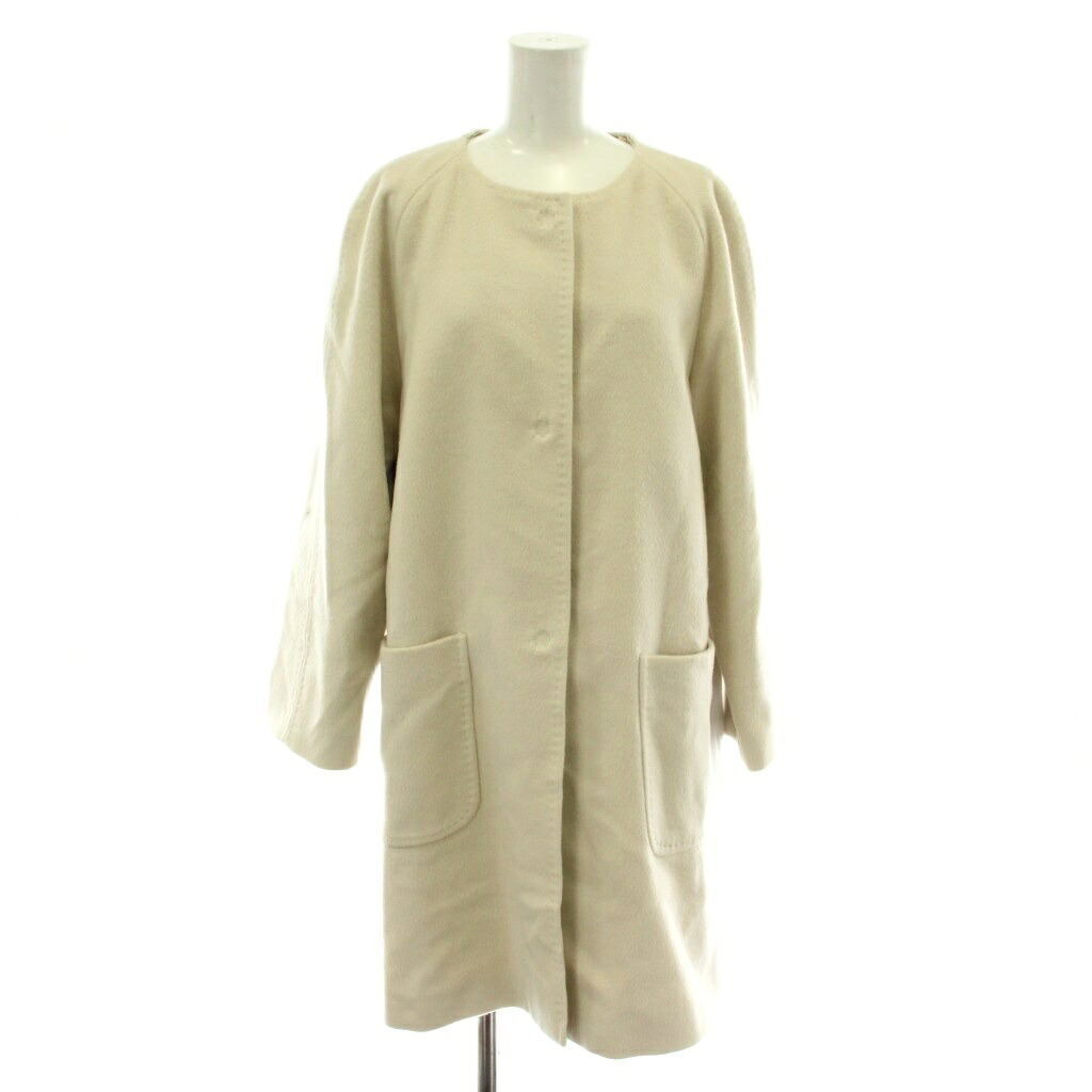 【中古】アドーア ADORE ノーカラーコート アウター ウール カシミヤ混 ミドル 38 アイボリー /XZ ■GY42 レディース 【ベクトル 古着】 260222