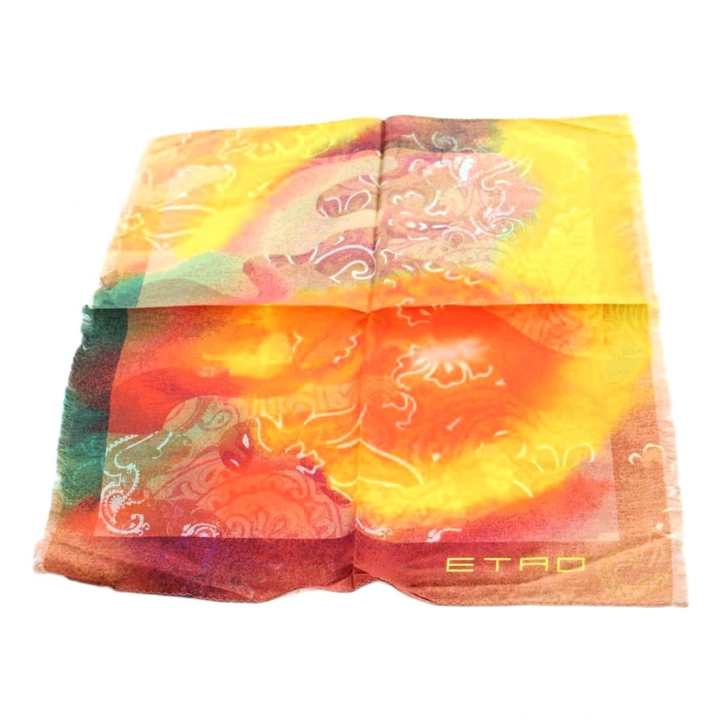 【中古】エトロ ETRO 大判スカーフ ストール ロゴ 総柄 ペイズリー柄 絹 シルク マルチカラー ■GY18 /MQ レディース 【ベクトル 古着】 260306 6,241円