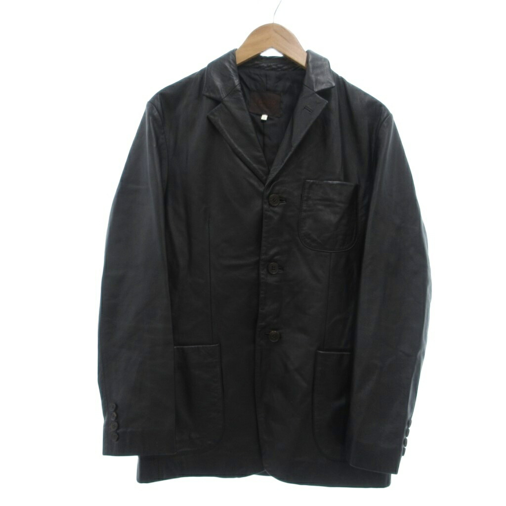【中古】タケオキクチ TAKEO KIKUCHI テーラードジャケット 3 レザー 牛革 シングル 黒 ブラック /NU ■GY18 メンズ 【ベクトル 古着】 260221