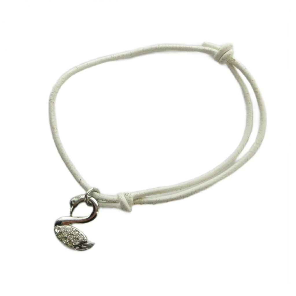 【中古】スワロフスキー SWAROVSKI ブレスレット アクセサリー バングル ラインストーン レザー 白 ホワイト ■GY11 /MQ レディース 【ベクトル 古着】 260404