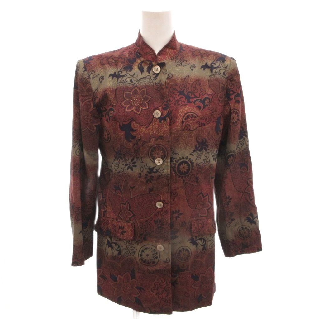 【中古】ケンゾー KENZO スタンドカラージャケット 花柄 コットン S 茶 ブラウン /FF ■GY40 レディース 【ベクトル 古着】 260305