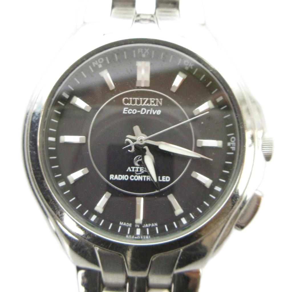 【中古】シチズン CITIZEN ジャンク品 H330-T007635 アテッサ 腕時計 ウォッチ エコドライブ 黒文字盤 ロゴ シルバー色 ■GY11 /MQ レディース 【ベクトル 古着】 260401