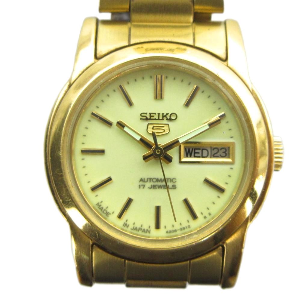 【中古】セイコー SEIKO ジャンク品 4206-0860 セイコー5 腕時計 ウォッチ 自動巻き カレンダー付き 17石 ゴールド色 ■GY18 /MQ レディース 【ベクトル 古着】 260413