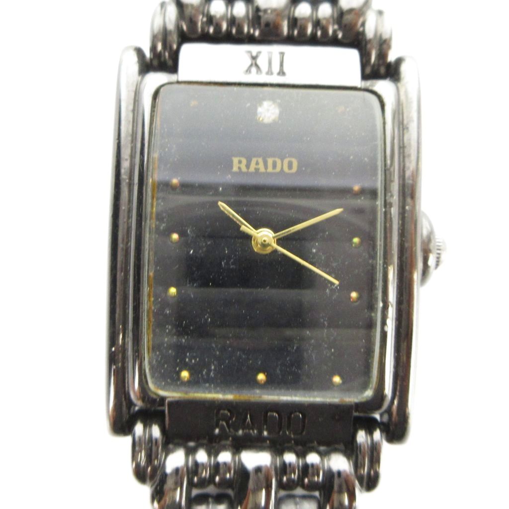 【中古】ラドー RADO 腕時計 ウォッチ クォーツ 黒文字盤 ロゴ 黒 ブラック ■GY42 /MQ レディース 【ベクトル 古着】 260414