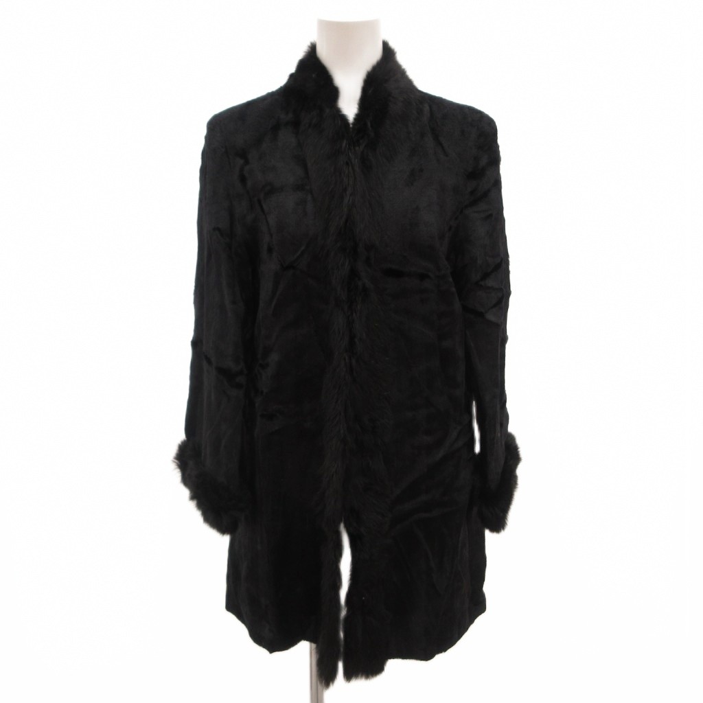 【中古】Pansy TOKYO ファーコート ラビットファー 毛皮 ミドル丈 黒 ブラック /JS ■GY18 レディース 【ベクトル 古着】 260323