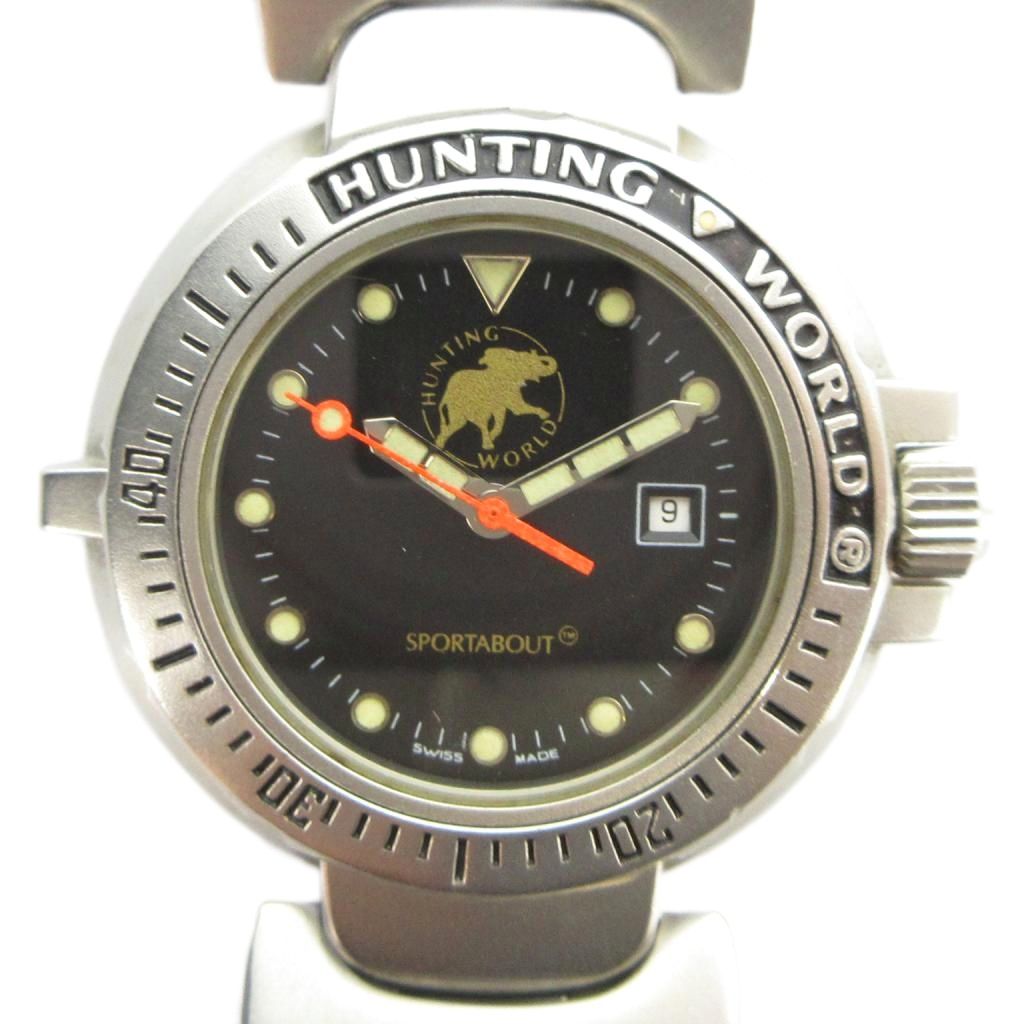 【中古】狩猟世界 HUNTING WORLD SPL-0130378 ウオッチ 御覧になる 石英 暦付き添い人 黒文字盤 しろがね色色 ■GY18 /MQ メンズ 【ベクター 古着】 260413