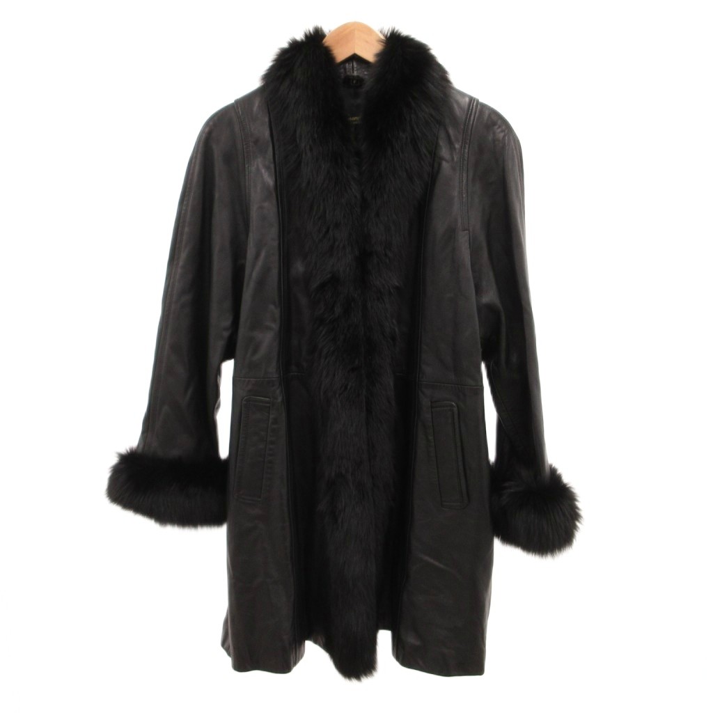 【中古】ラマンドラ LAMANDORA コート ショールカラー フォックスファー 毛皮 羊革 レザー F 黒 ブラック /JS ■GY18 レディース 【ベクトル 古着】 260323 7,722円
