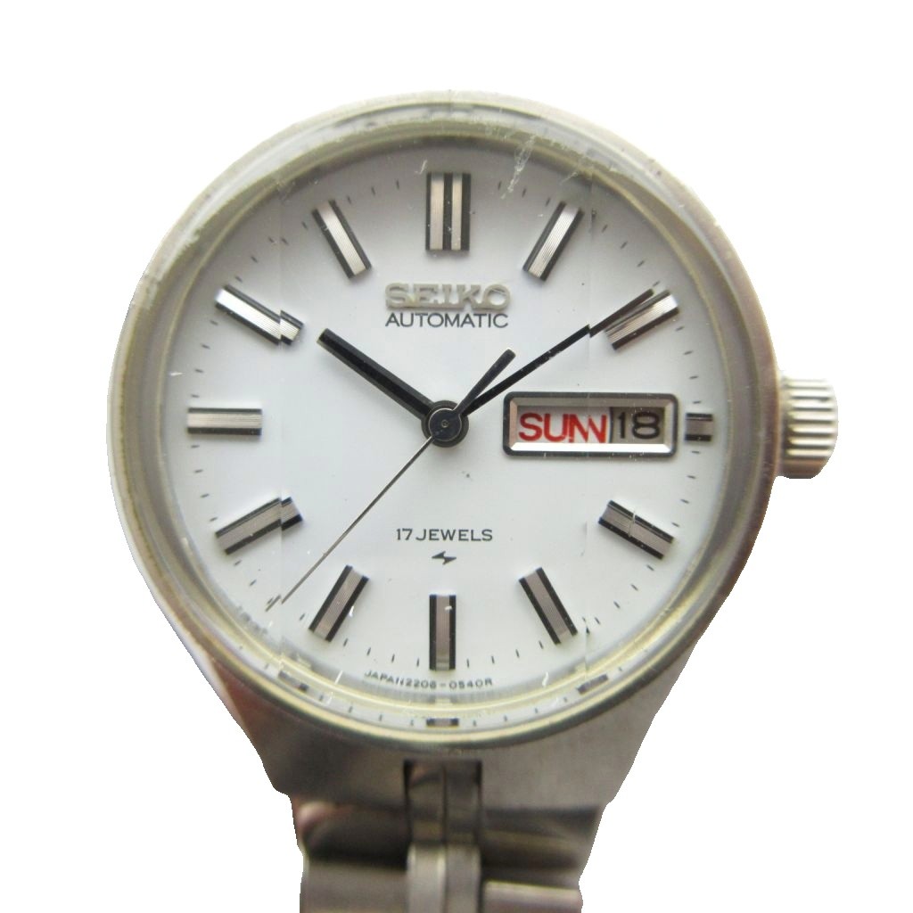 【中古】セイコー SEIKO 2206-0560 腕時計 ウォッチ 自動巻き デイデイト カレンダー付き 3面 カットガラス シルバー色 ■GY18 /MQ レディース 【ベクトル 古着】 260327