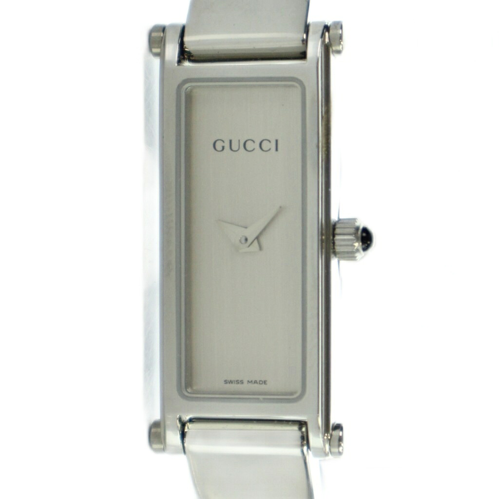 【中古】グッチ GUCCI 1500L ウオッチ バングルウォッチ 石英 真四角 ロゴタイプ しろがね色色 ■GY18 /MQ ■OH レディース 【ベクター 古着】 260326