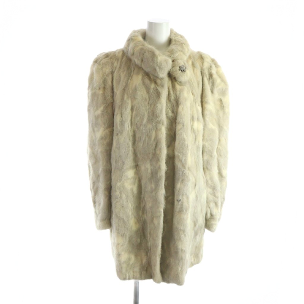 【中古】HYDRA FUR 毛皮コート ミンクファー 長袖 総裏地 ロング 白 ホワイト ■GY18 /MQ レディース 【ベクトル 古着】 260223