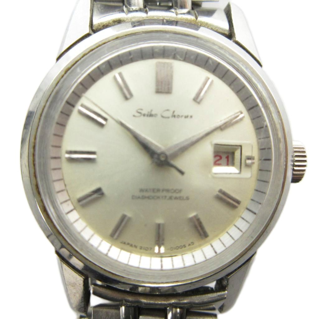 【中古】セイコー SEIKO 2107-0050 Chorus 腕時計 ウォッチ 手巻き カレンダー付き デイト シルバー色 ■GY18 /MQ レディース 【ベクトル 古着】 260327