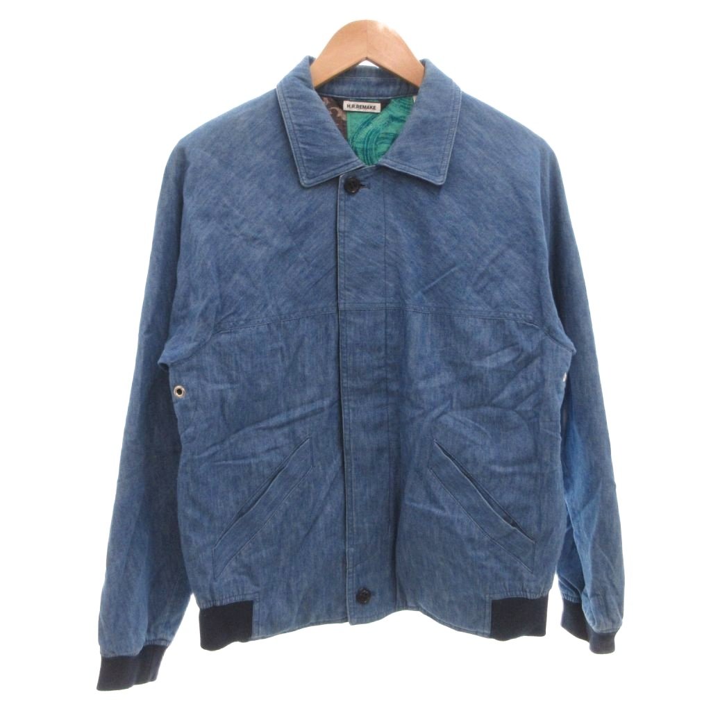 【中古】ハリウッドランチマーケット HOLLYWOOD RANCH MARKET H.R.REMAKE デニムジャケット ブルゾン ジップアップ 裏地総柄 中綿 1 インディゴ ブルー /FF ■GY1 メンズ 【ベクトル 古着】 260325