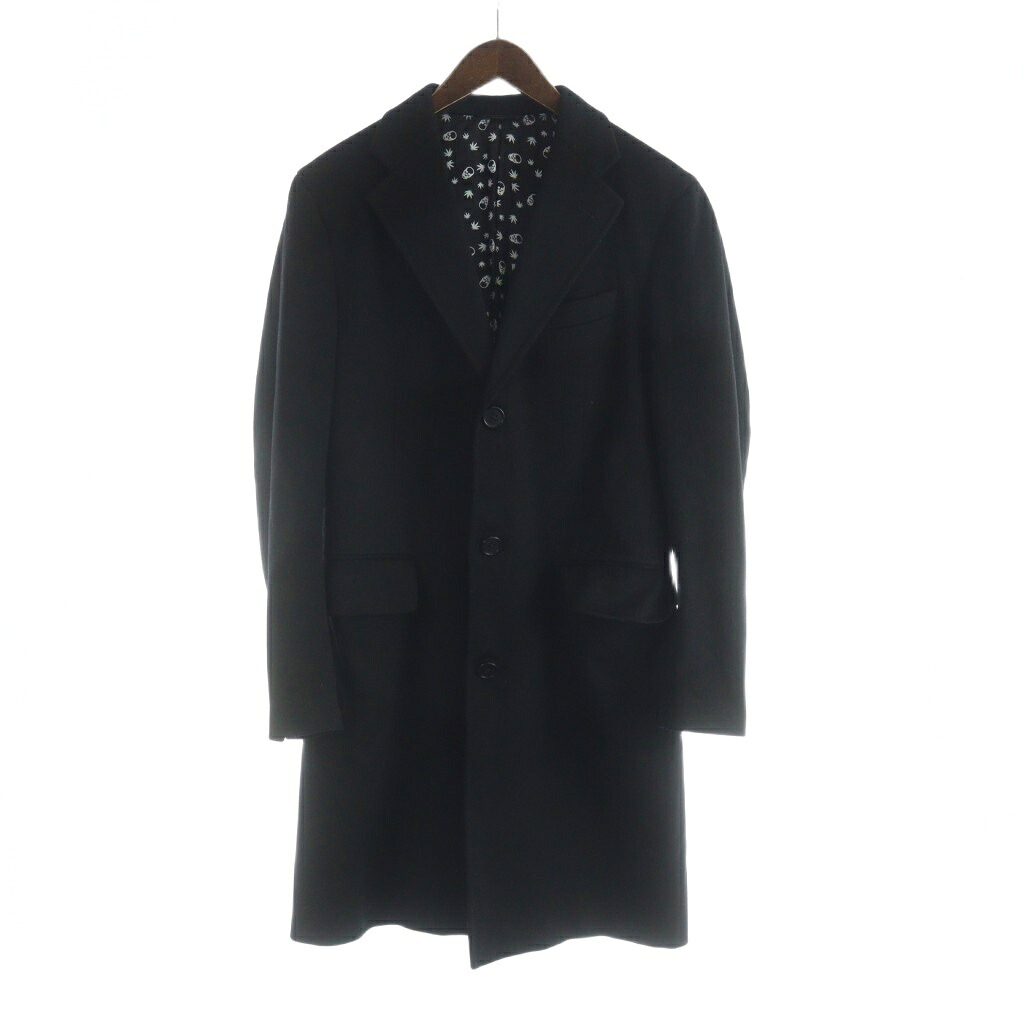 【中古】ルシアンペラフィネ LUCIEN PELLAT-FINET チェスターコート ロング 羊毛 カシミール混 スカル ヘンプ 総裏地 S 黒 黒いこと ■GY18 /MQ メンズ 【ベクター 古着】 260227