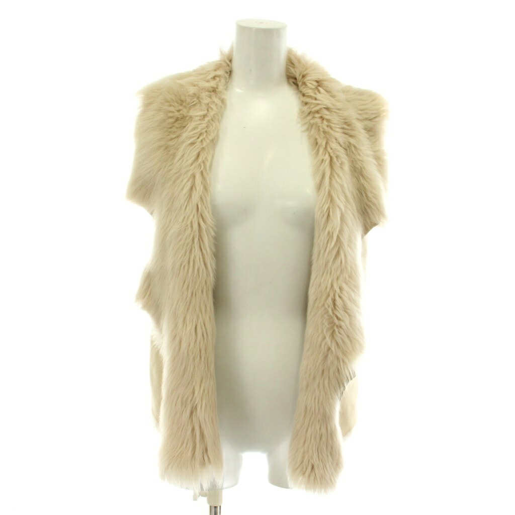【中古】ガシュロウアンドコール GUSHLOW＆COLE ベスト ジレ ニット アルパカ ムートン 羊革 切り替え ベージュ /XZ ■GY19 レディース 【ベクトル 古着】 260222