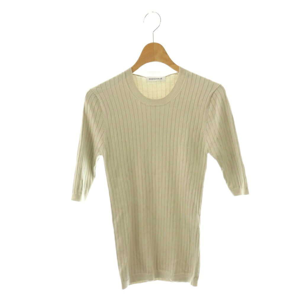 【中古】マディソンブルー MADISONBLUE 24SS ワイドリブプルオーバー ニット セーター シルク S グレージュ /ES ■GY19 レディース 【ベクトル 古着】 260303
