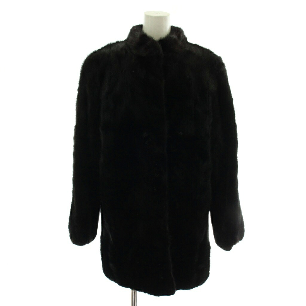 【中古】ノーブランド ファーコート アウター 毛皮 ミンク ミドル 13 XL 黒 ブラック /XZ ■GY17 レディース 【ベクトル 古着】 260222