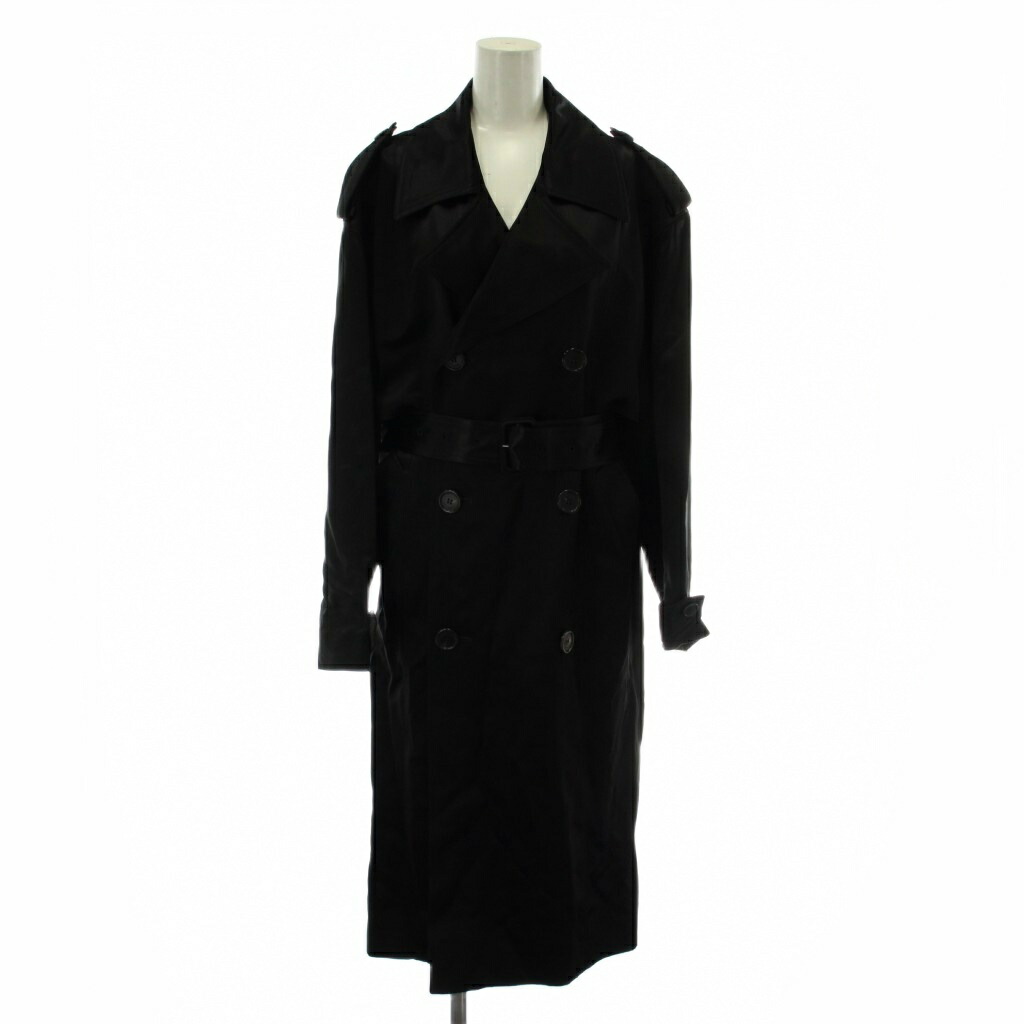 【中古】サンローラン パリ SAINT LAURENT PARIS トレンチコート アウター サテン ロング 総裏地 ベルト付き 黒 ブラック 34 YP33 2022 00403 /XZ ■GY17 レディース 【ベクトル 古着】 260218