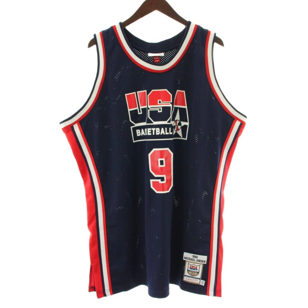 【中古】ミッチェル\u0026ネス MITCHELL\u0026NESS NBA Authentic Jersey Team USA 1992 Michael Jordan 制服 52 2XL 紺 米国海軍 赤 赤いこと /XZ ■GY68 メンズ 【ベクター 古着】 260226