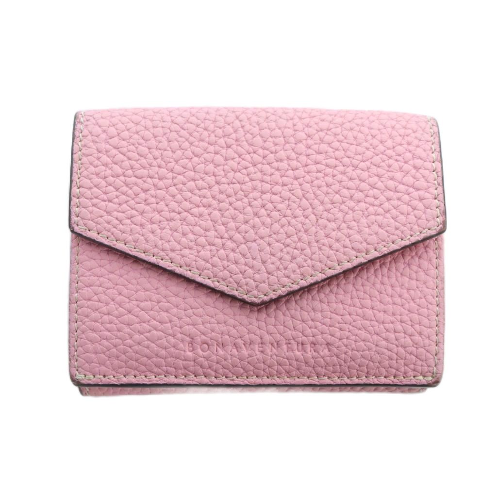 【中古】ボナベンチュラ BONAVENTURA 二つ折り財布 ウォレット レザー ミニ ロゴ ピンク ■GY18 /MQ レディース 【ベクトル 古着】 260228