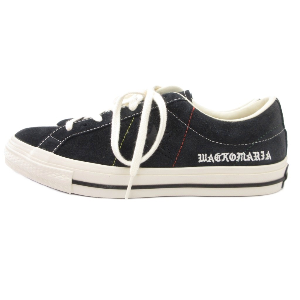 【中古】未使用品 コンバース CONVERSE × WACKOMARIA タグ付き WM-CV08 ONE STAR ワンスター スニーカー シューズ スエード ロゴ刺繍 26.5cm 黒 ブラック /JS ■GY12 メンズ 【ベクトル 古着】 260313