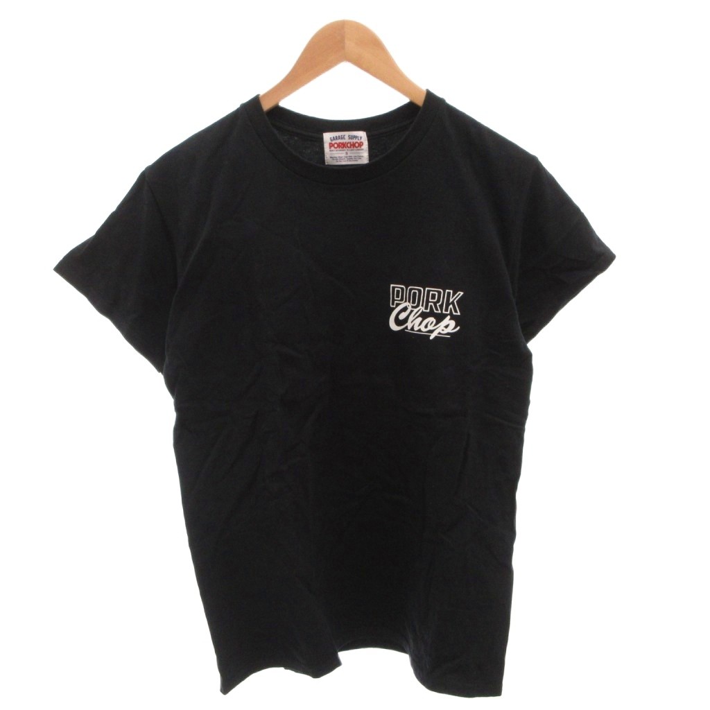 【中古】GARAGE SUPPLY PORKCHOP Tシャツ ロゴ プリント 半袖 S 黒 ブラック /FF ■GY12 【ベクトル 古着】 260322