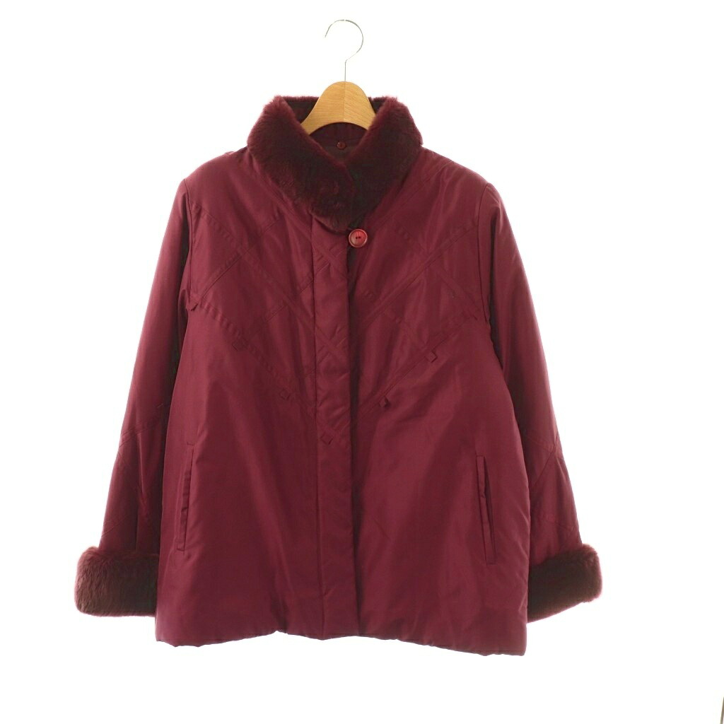 【中古】マユ Mayu 中綿ジャケット アウター レッキスラビットファー シルク M ボルドー /CX ■GY18 レディース 【ベクトル 古着】 260312