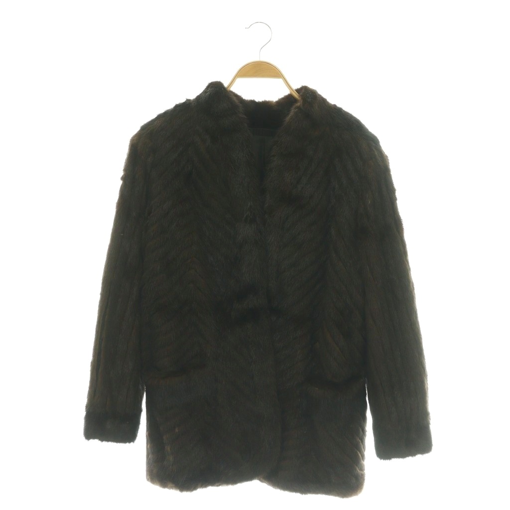 【中古】ノーブランド ミンクファー コート 毛皮 シェブロンカット ブラウン /HK ■GY18 レディース 【ベクトル 古着】 260311