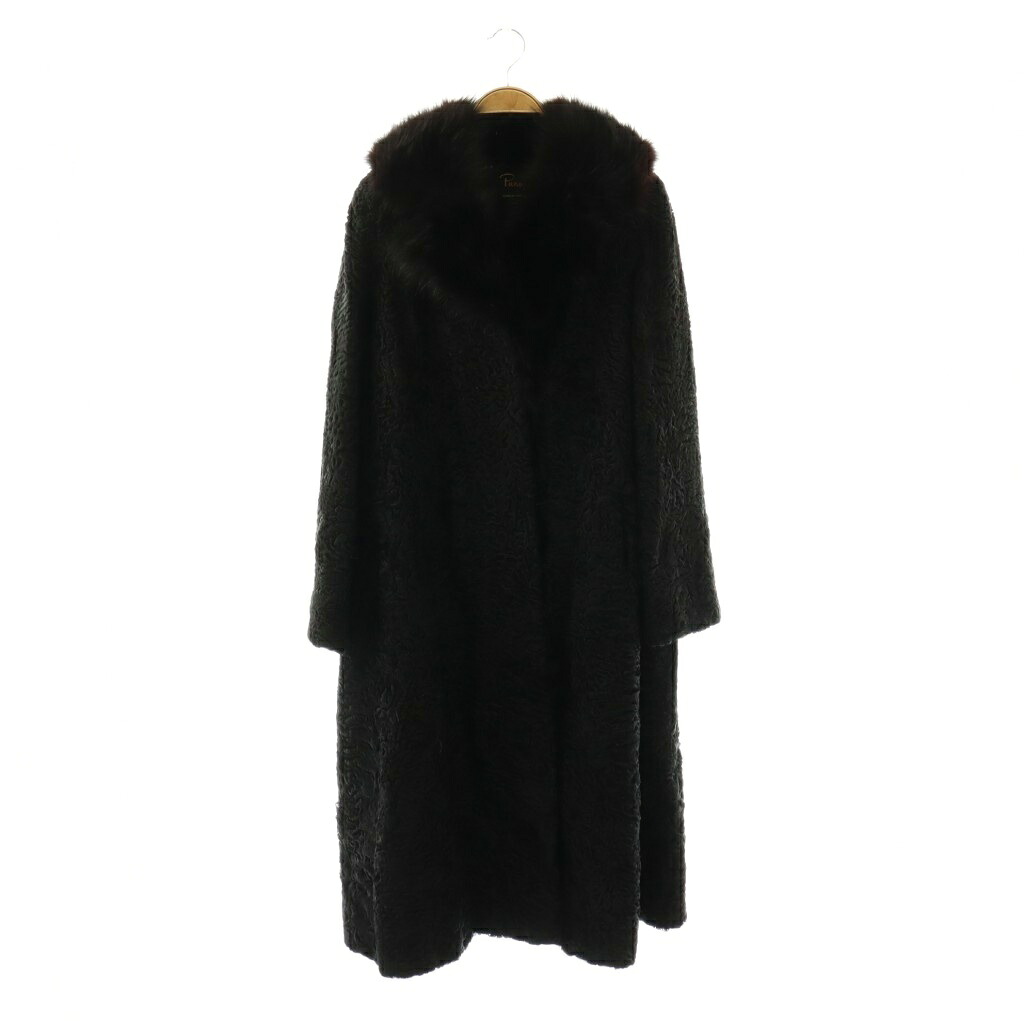 【中古】パノプロス Panopoulos ファーコート ロング ラムファー 黒 ブラック /RR ■GY18 レディース 【ベクトル 古着】 260316｜ブランド古着ベクトルプレミアム店