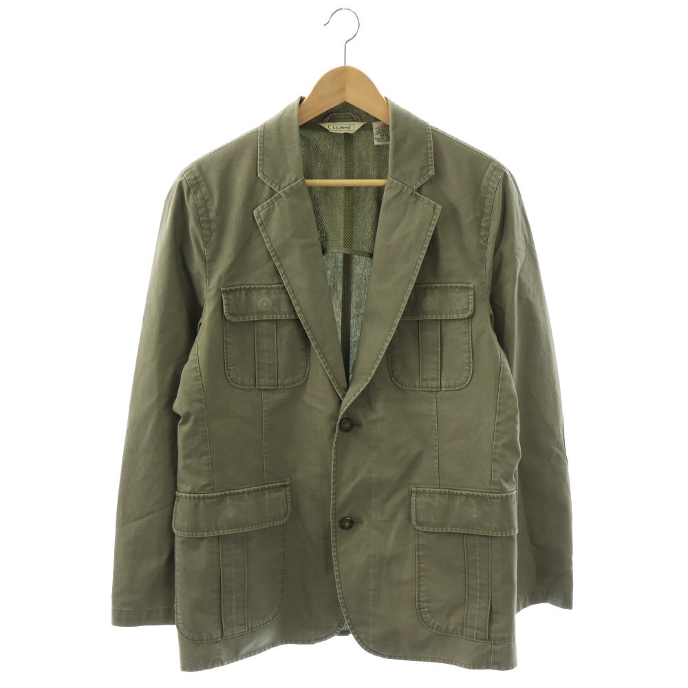 【中古】エルエルビーン L.L.BEAN テーラード ジャケット ミリタリー エルボーパッチ コットン 40 カーキ 276207 /CX ■GY03 メンズ 【ベクトル 古着】 260306