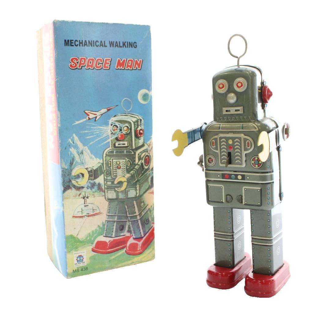 【中古】HA HA TOY MECHANICAL WALKING SPACE MAN スペースマン おもちゃ ブリキ 復刻版 ゼンマイ式 動作確認済 箱付き MS438 /MW ■GY11 その他 【ベクトル 古着】 260304