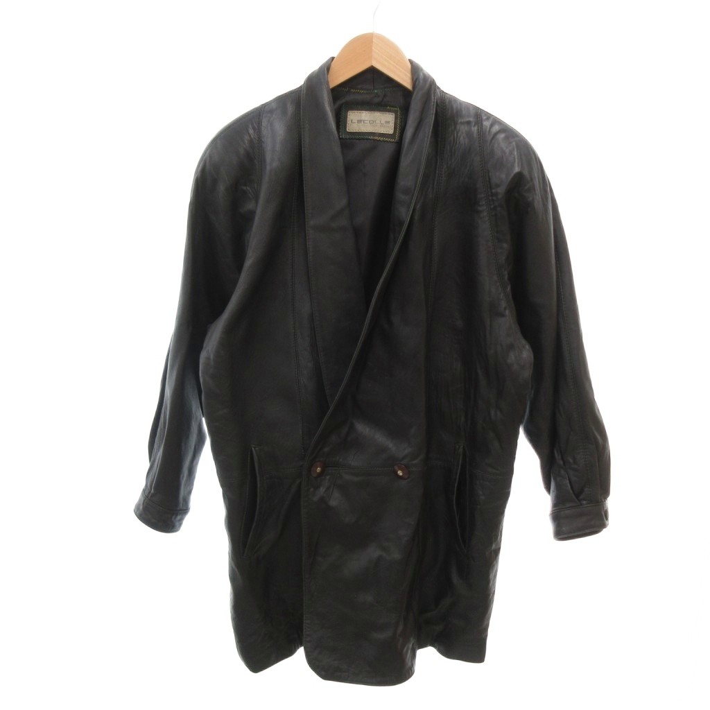【中古】レコール LECOLLE レザーコート シープスキン ダブル ミドル丈 F 黒 ブラック /YJ ■GY18 メンズ 【ベクトル 古着】 260320