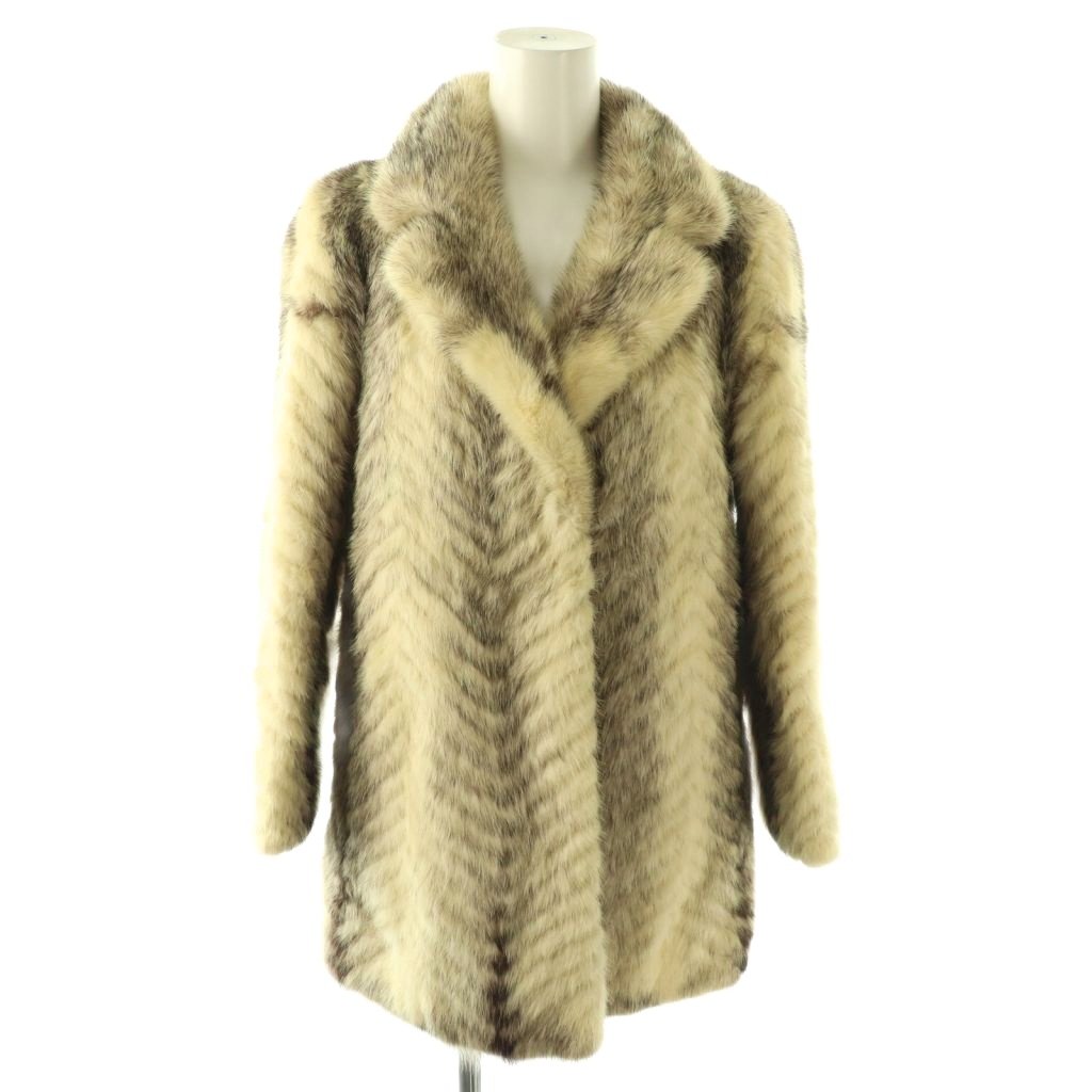 【中古】サガミンク SAGA MINK LOGAN FUR 銀サガ ファーコート ファージャケット ミンクファー 毛皮 シェブロンカット アウター 9 アイボリー /TK ■GY18 レディース 【ベクトル 古着】 260316 22,866円