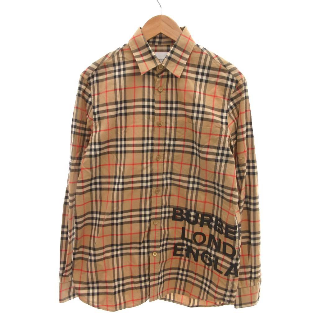 【中古】赤ちょうちんバリー 英国の首都 BURBERRY LONDON ノバチェックシャツ ロゴタイプ刷り上げる 長袖 XS ベージュ マルチ色合い /YJ ■GY18 メンズ 【ベクター 古着】 260316
