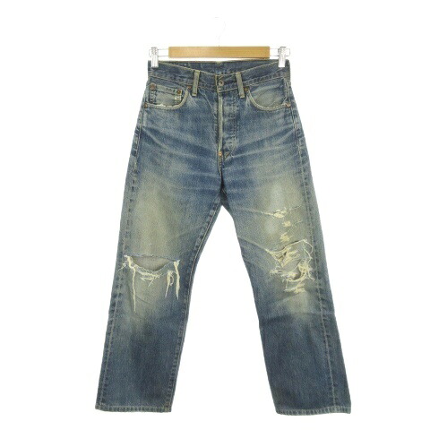 【中古】リーバイス Levi's 702XX デニム ジーンズ ビッグE W28 L34 青 ブルー ダメージ加工 無地 ボタンフライ /AH31 ■GY99 メンズ 【ベクトル 古着】 260316
