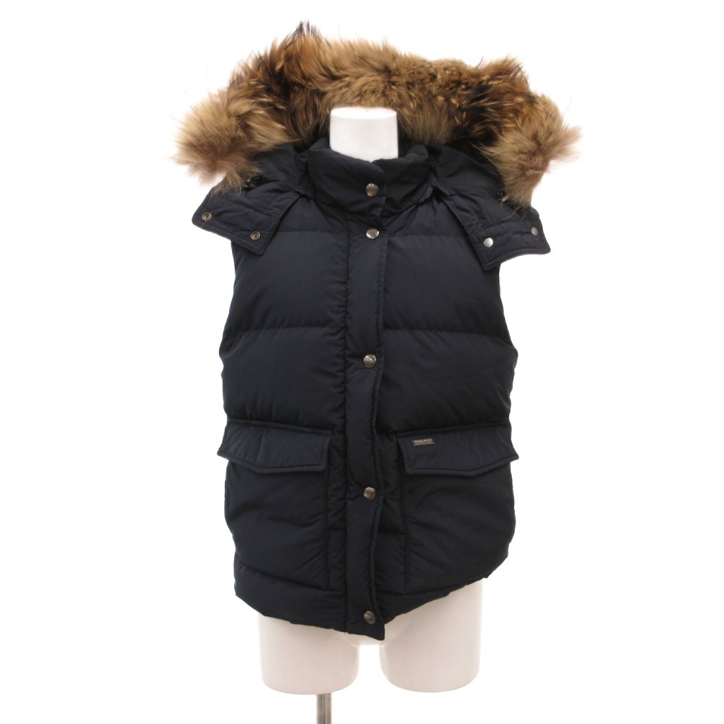 【中古】ウールリッチ WOOLRICH ダウンベスト ジャケット ラクーンファー S 濃紺 ダークネイビー /JS ■GY19 レディース 【ベクトル 古着】 260316|ブランド古着ベクトルプレミアム店