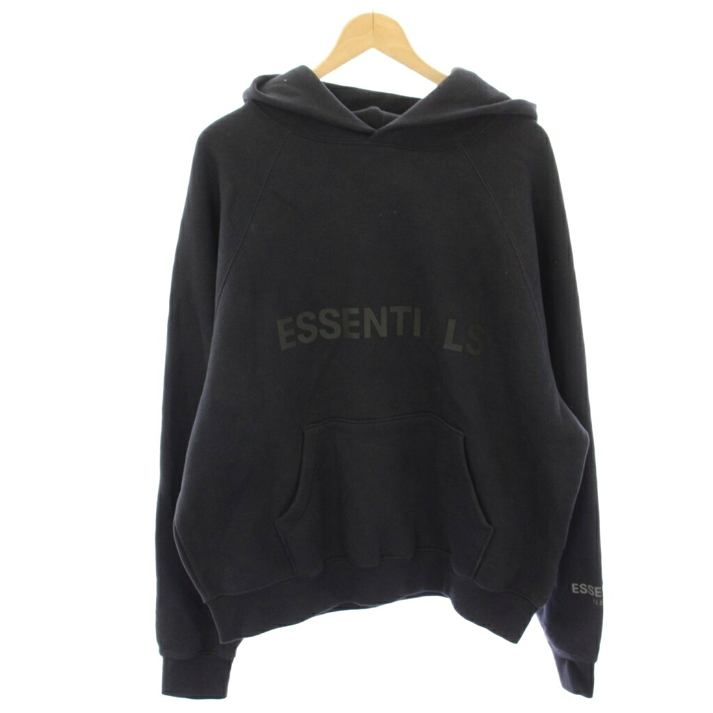 【中古】エフオージー エッセンシャルズ FOG ESSENTIALS パーカー スウェット クロップド ラバーロゴ 長袖 XS 黒 ブラック /HN ■GY19 メンズ 【ベクトル 古着】 260318