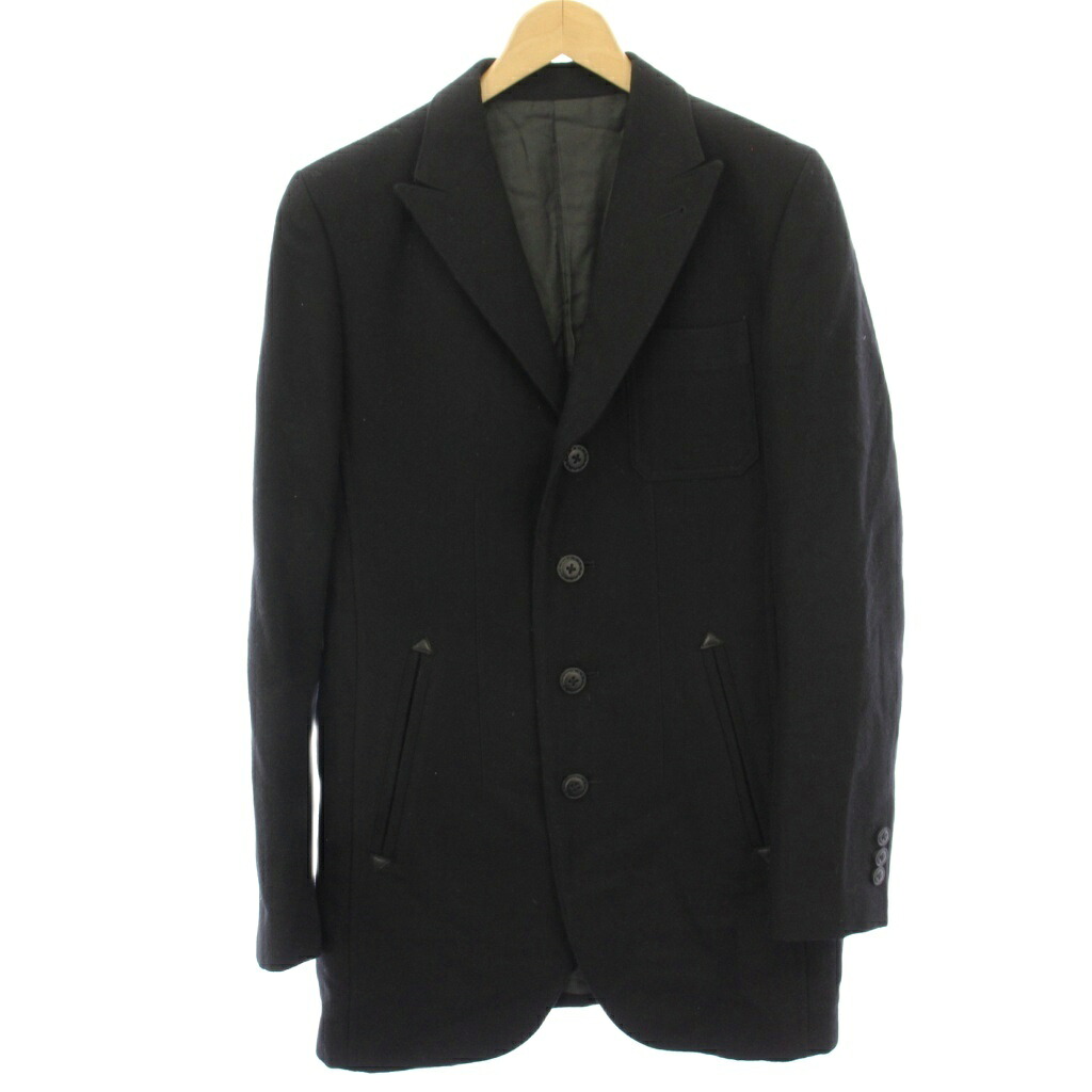 【中古】ラウンジリザード LOUNGE LIZARD チェスターコート ウール ミンク混 ミドル 1 黒 ブラック /HN ■GY19 メンズ 【ベクトル 古着】 260318