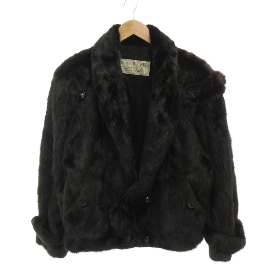 【中古】ハラジュク マザー HARAJUKU MOTHER リアルファーコート ミンク 毛皮 ハーフ丈 XL 黒 ブラック /YJ ■GY18 レディース 【ベクトル 古着】 260315|ブランド古着ベクトルプレミアム店