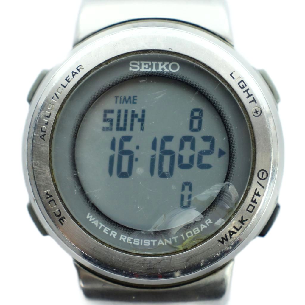 【中古】セイコー SEIKO S252-00A0 腕時計 ウォッチ クォーツ デジタル カレンダー付き ロゴ シルバー色 ■GY18 /MQ メンズ 【ベクトル 古着】 260310