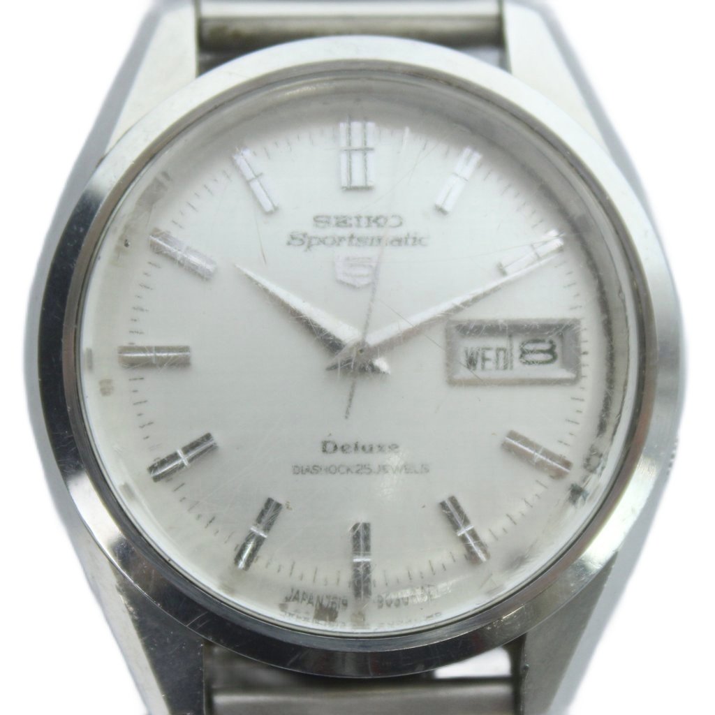 【中古】セイコー SEIKO Sportsmatic 5 Deluxe スポーツマチック 5 デラックス 1619-9060 腕時計 ウォッチ 自動巻き カレンダー付き デイデイト 25石 シルバー色 ■GY18 /MQ メンズ 【ベクトル 古着】 260319