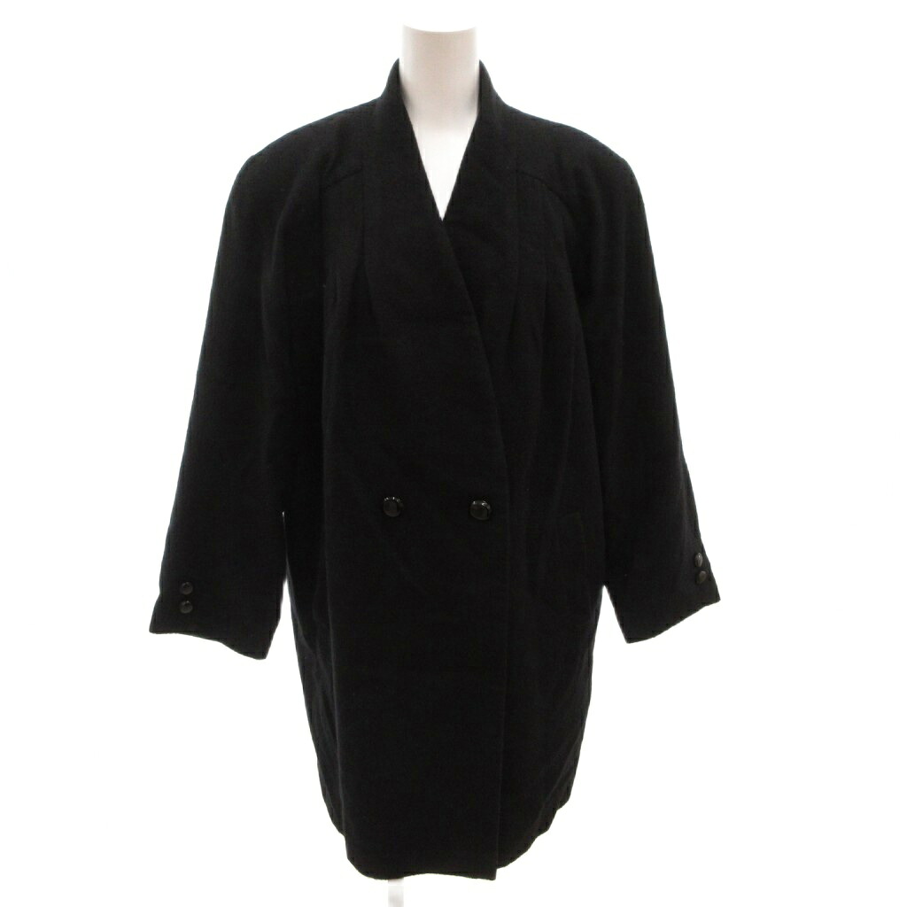 【中古】レアンヌ LEANNE チェスターコート ノーカラー ダブル カシミヤ ひざ丈 F 黒 ブラック /FF ■GY18 レディース 【ベクトル 古着】 260320｜ブランド古着ベクトルプレミアム店