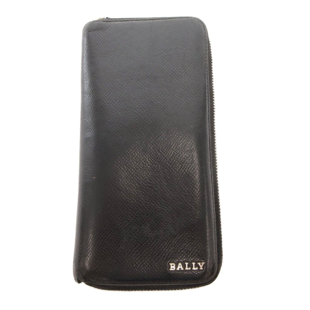 【中古】バリー BALLY 長財布 ウォレット 小銭入れあり レザー ロゴ ダブルファスナー 黒 ブラック /FF ■GY18 メンズ 【ベクトル 古着】 260327