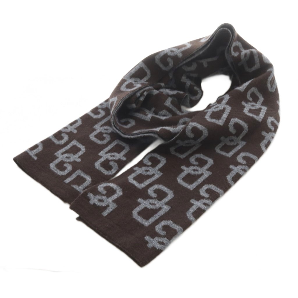 【中古】ドルチェ\u0026ガッバーナ 弗ガバ DOLCE\u0026GABBANA えり巻き 羊毛 ロゴタイプ 総柄 赤銅色 赤銅色 /SR ■GY18 メンズ 【ベクター 古着】 260406