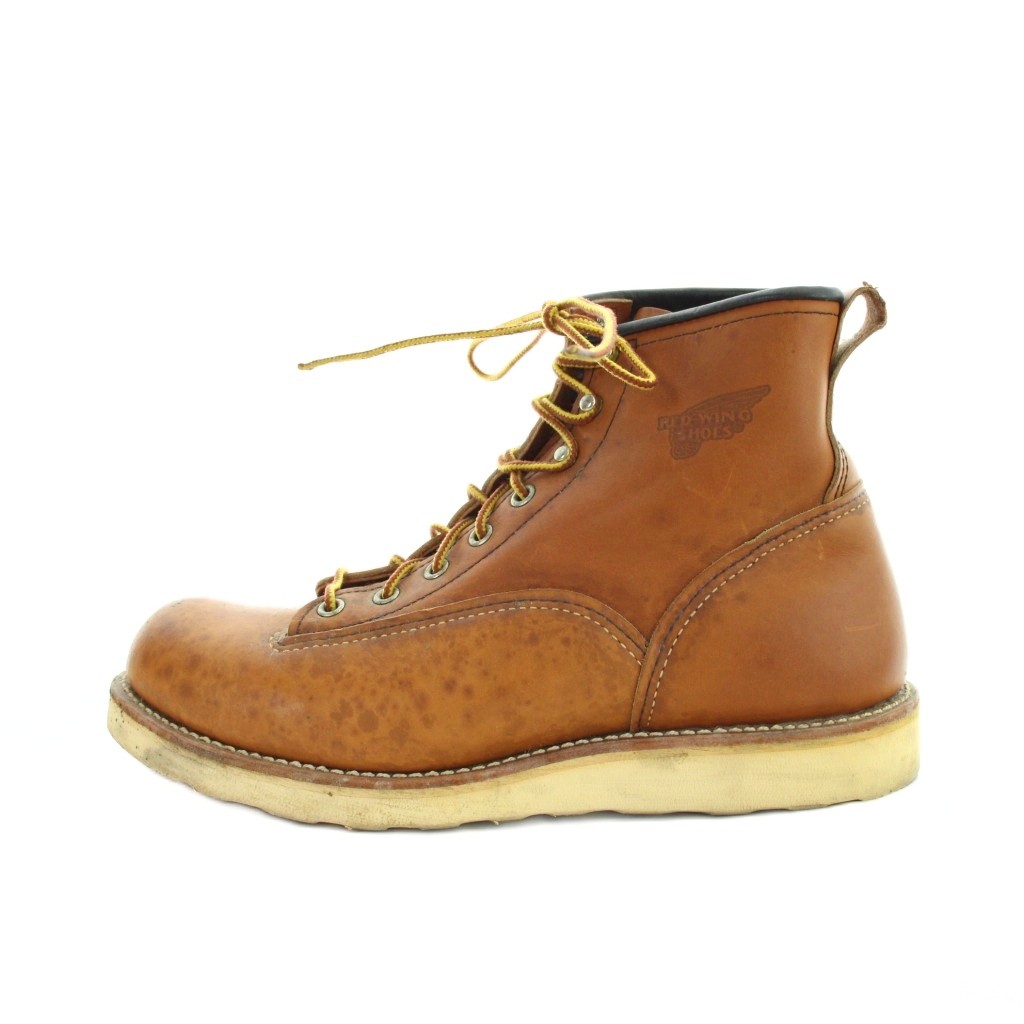 【中古】レッドウィング REDWING 2904 ラインマンブーツ ショート レザー ロゴ US8 26cm 茶 ブラウン ■GY42 /MQ メンズ 【ベクトル 古着】 260312｜ブランド古着ベクトルプレミアム店