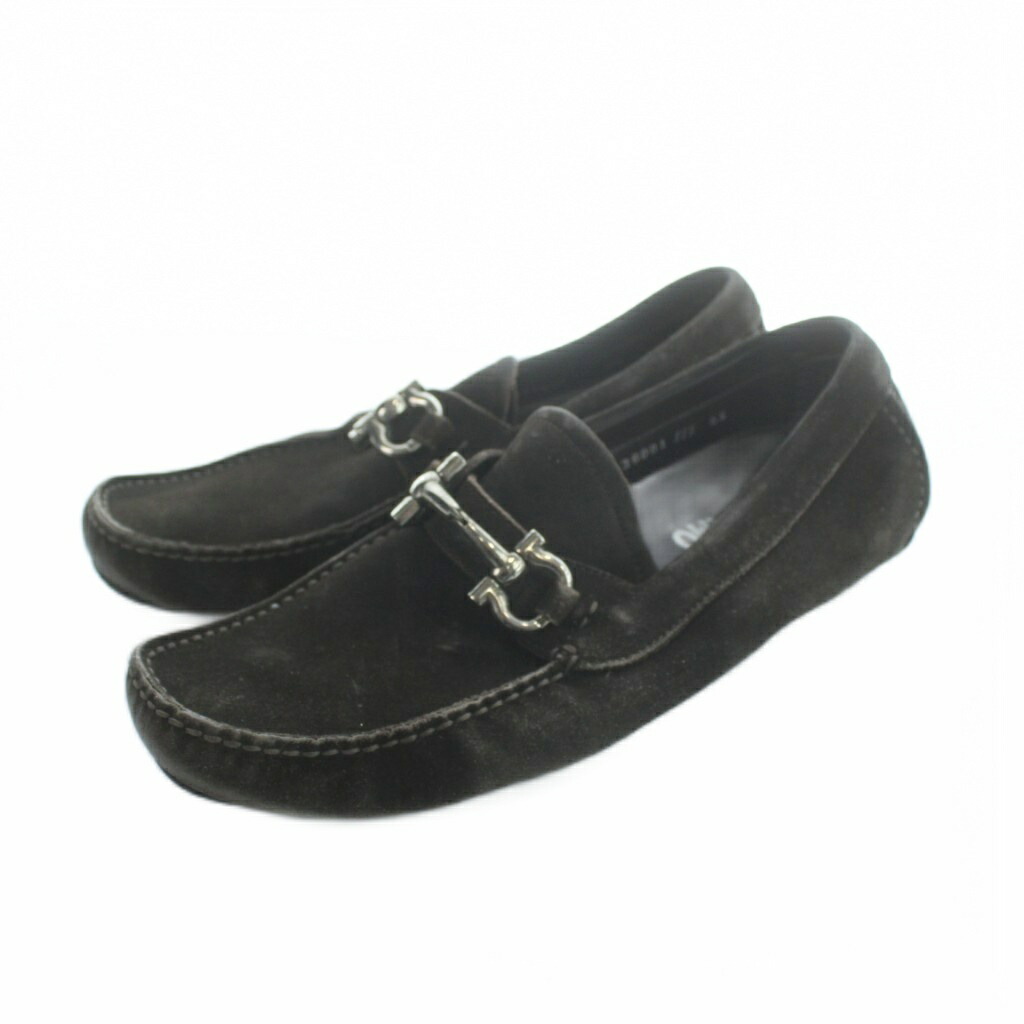 【中古】サルヴァトーレフェラガモ Salvatore Ferragamo ドライビングシューズ スエード ロゴ ホースビット スクエアトゥ 6.5 茶 ブラウン ■GY18 /MQ メンズ 【ベクトル 古着】 260320